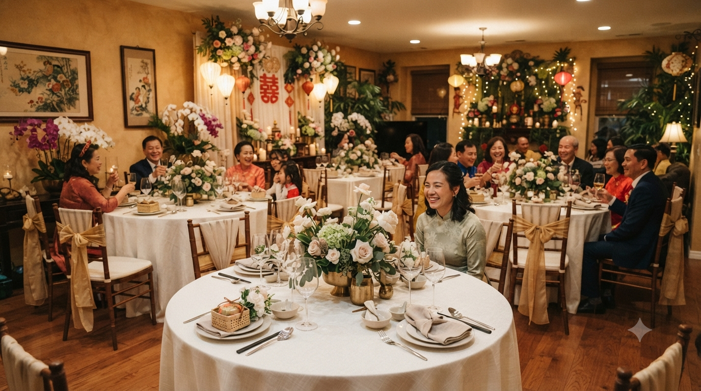 Tổ chức tiệc cưới hỏi ấm cúng và trang trọng tại nhà